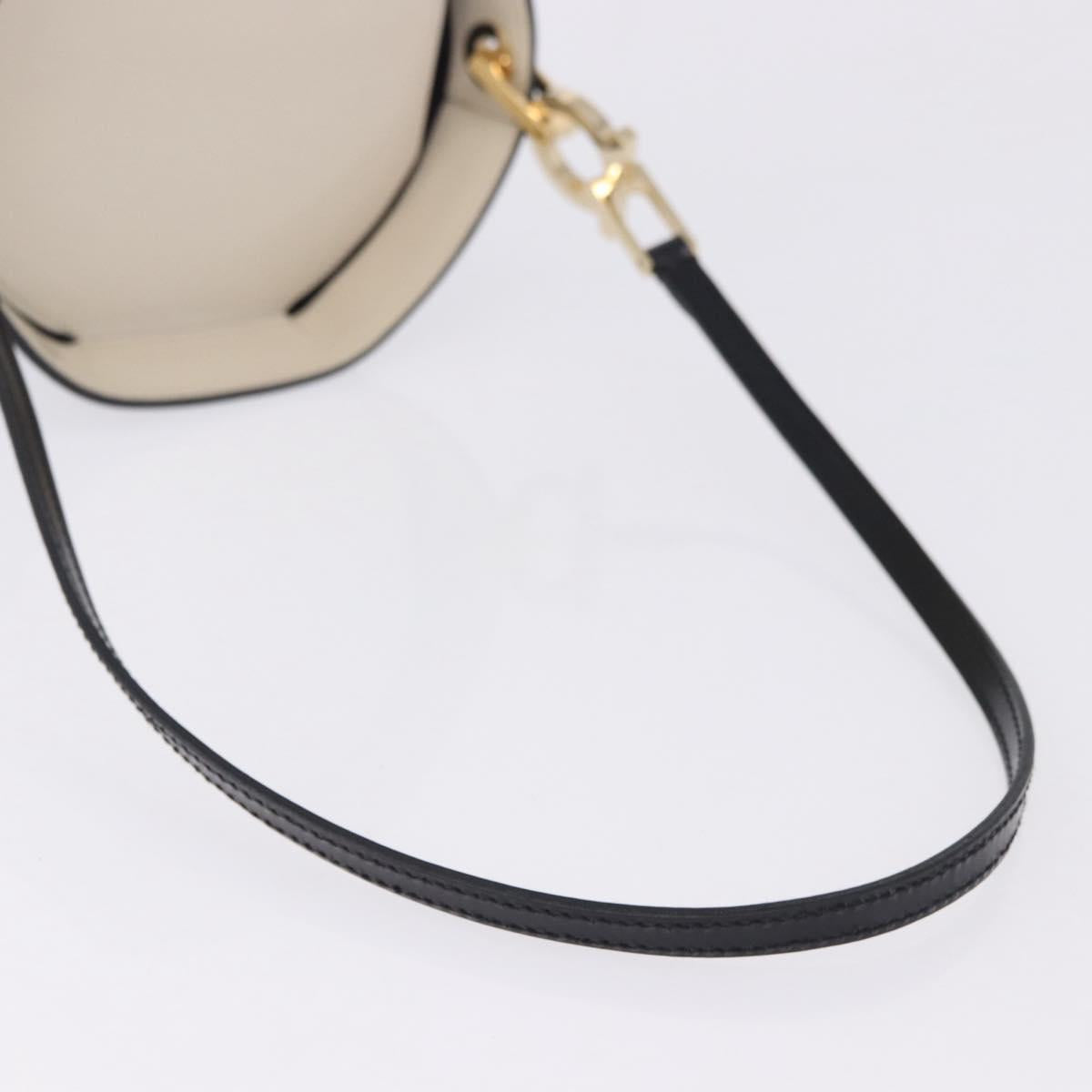 Salvatore Ferragamo Gancini Shoulder Bag Leather Ivory Gold Tone Auth 198472A