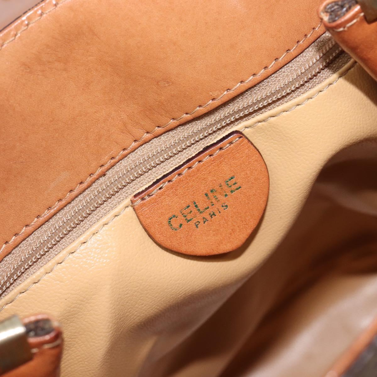 CELINE Macadam Shoulder Bag PVC Leather Brown Gold Tone Auth 198476