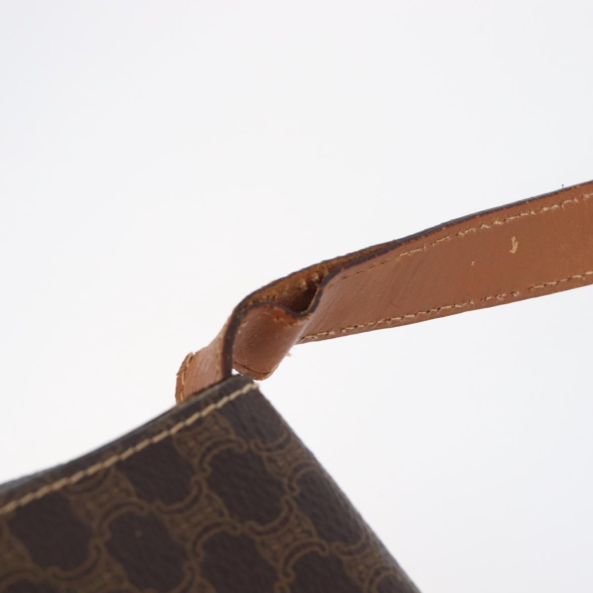 CELINE Macadam Shoulder Bag PVC Leather Brown Gold Tone Auth 198476