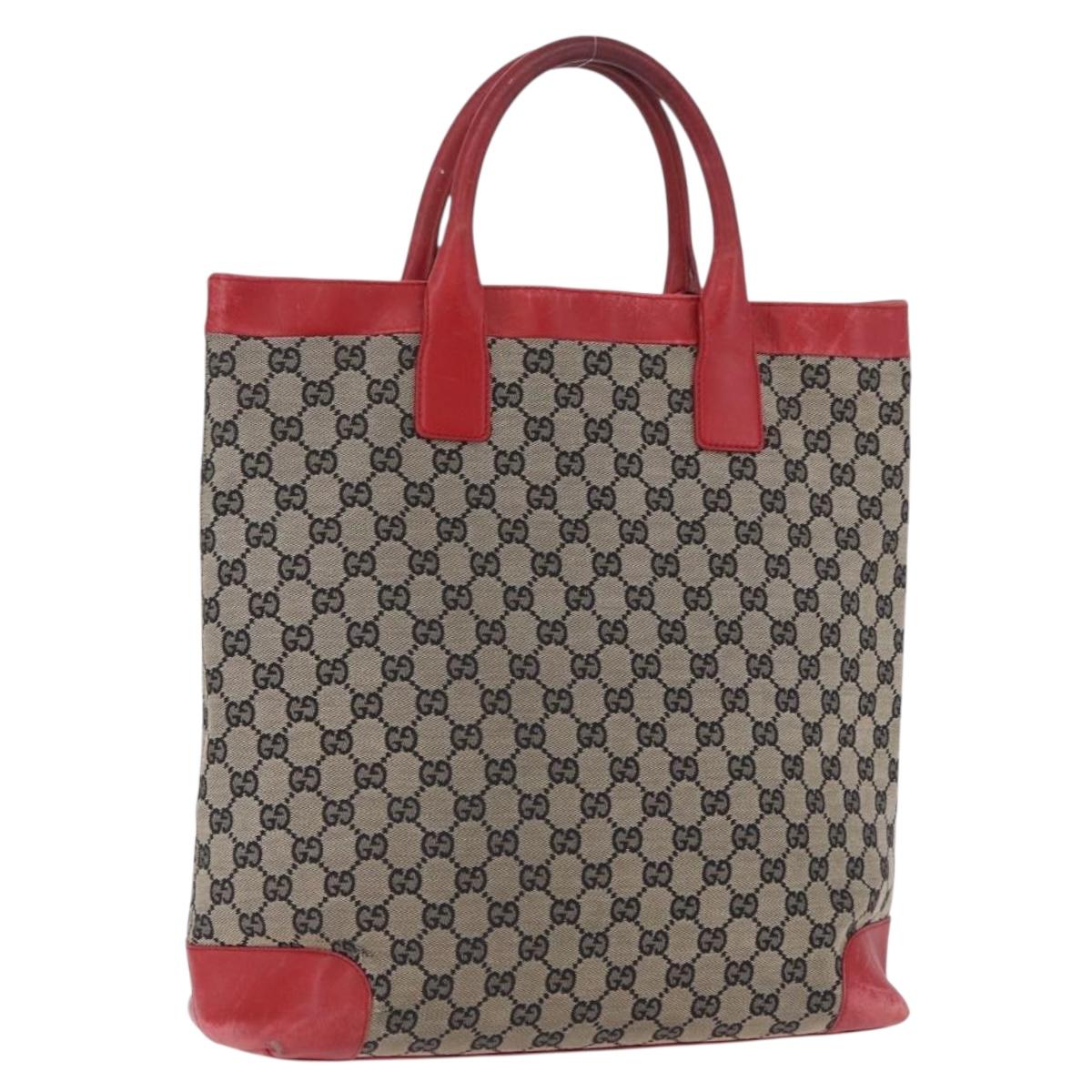 GUCCI GG Canvas Hand Bag Navy Red 02 1121 Auth 198477