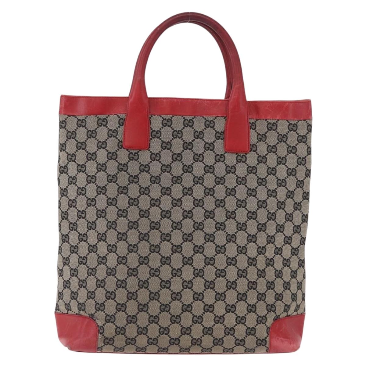 GUCCI GG Canvas Hand Bag Navy Red 02 1121 Auth 198477