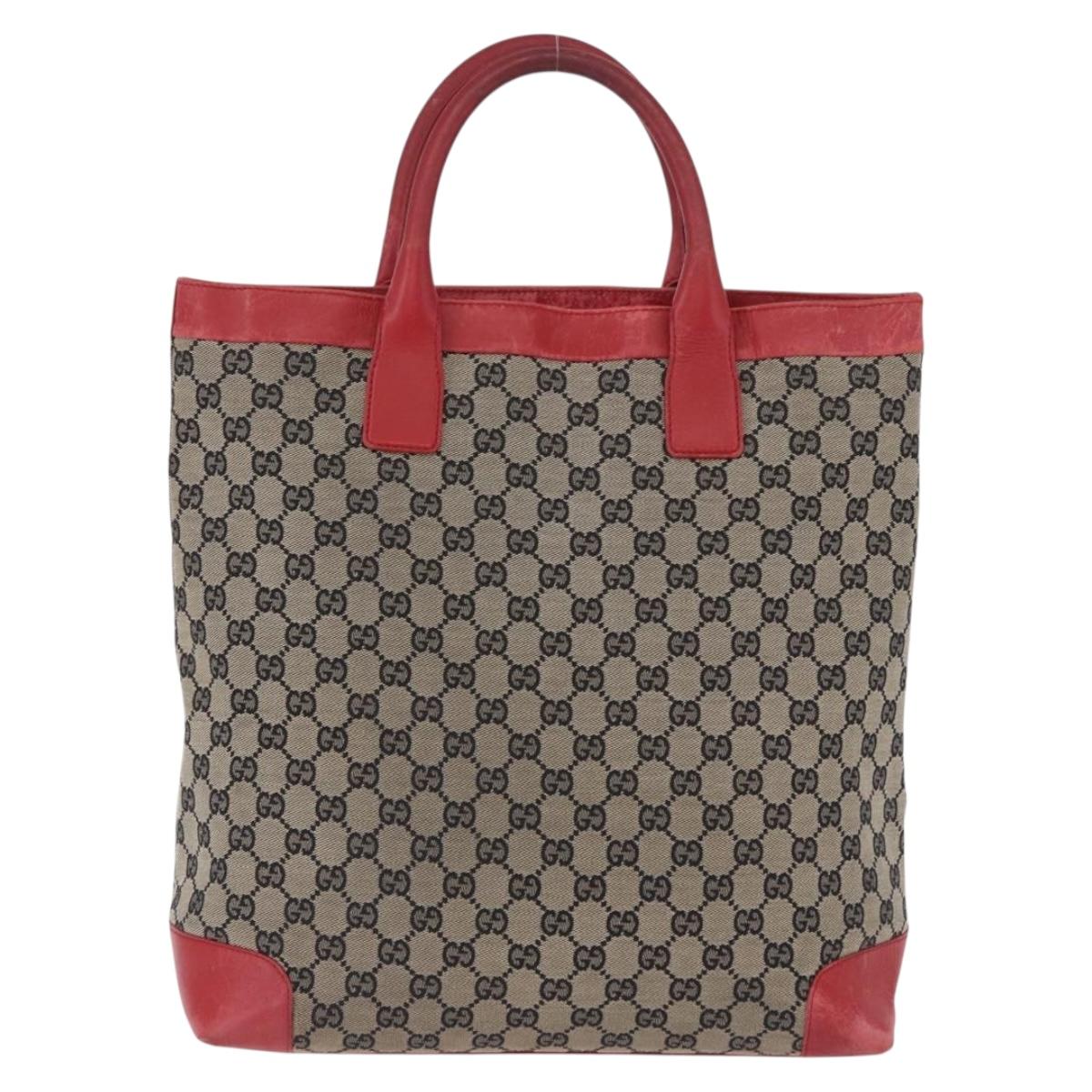 GUCCI GG Canvas Hand Bag Navy Red 02 1121 Auth 198477