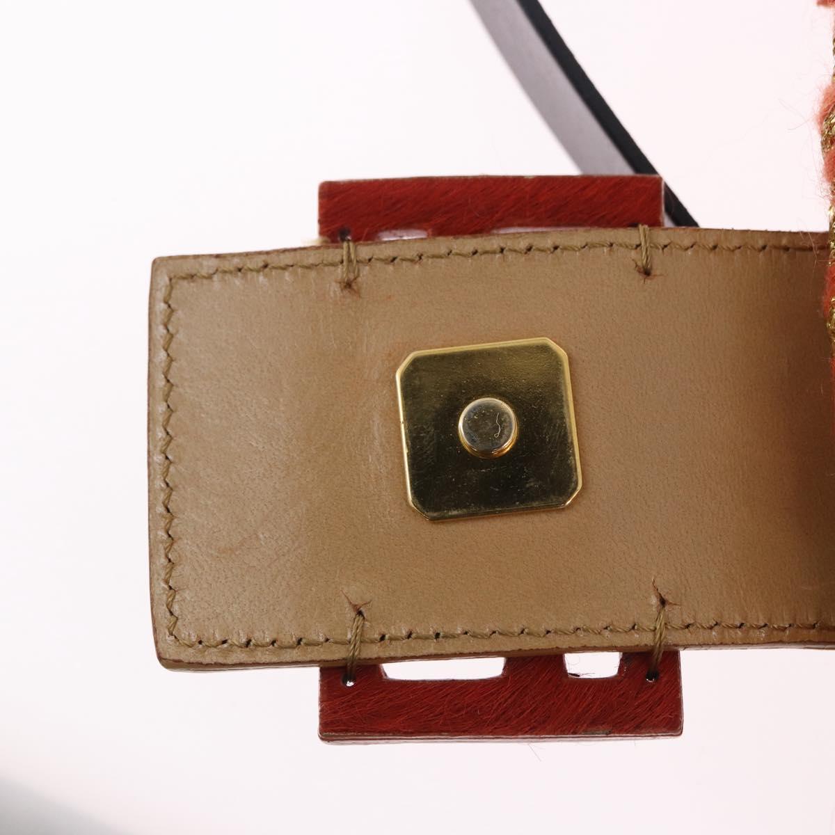 FENDI Mamma Baguette Shoulder Bag Knitted Fabrics Orange Gold Auth 198479SAM