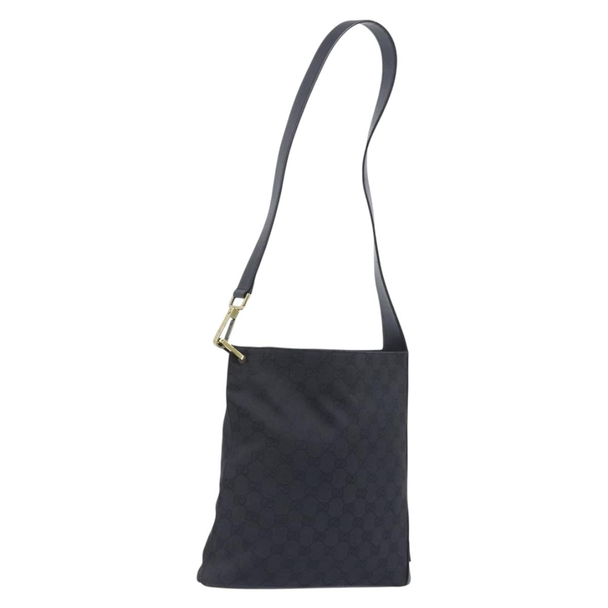 GUCCI GG Canvas Shoulder Bag Black Gold Tone 91761 Auth 198480A