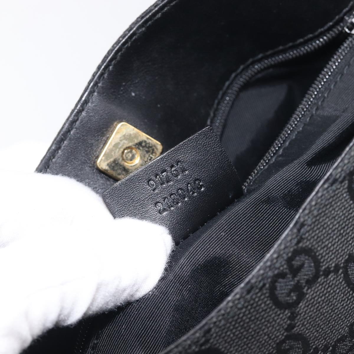GUCCI GG Canvas Shoulder Bag Black Gold Tone 91761 Auth 198480A