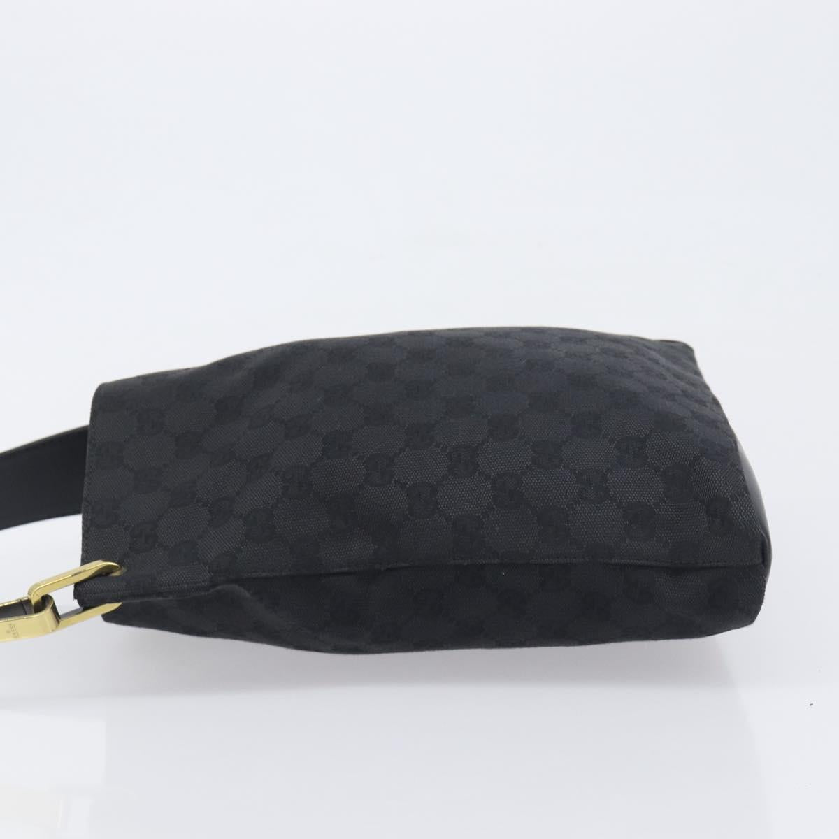 GUCCI GG Canvas Shoulder Bag Black Gold Tone 91761 Auth 198480A