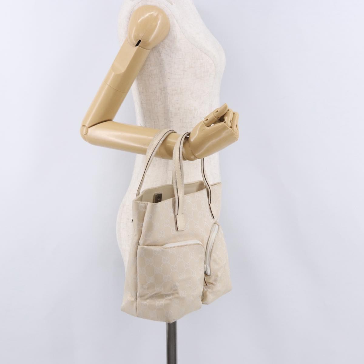 GUCCI GG Canvas Hand Bag Beige Silver 002 1080 Auth 198481