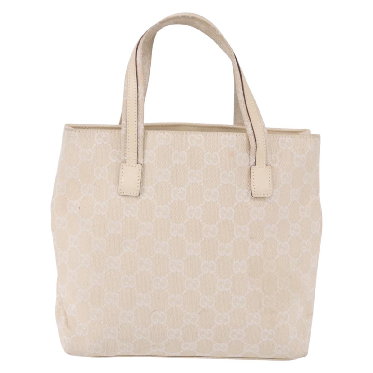 GUCCI GG Canvas Hand Bag Beige Silver 002 1080 Auth 198481