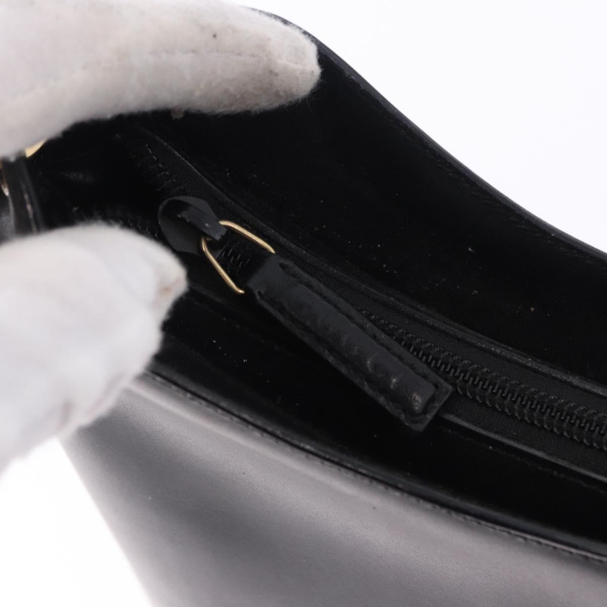 GUCCI Bamboo Hand Bag Leather Black Gold Tone 001 3007 Auth 198483