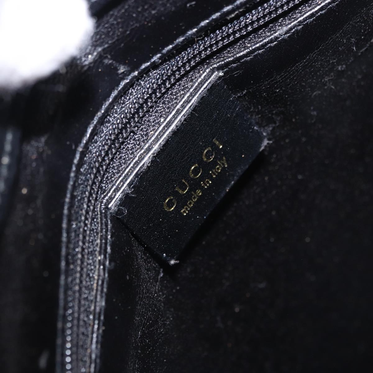 GUCCI Bamboo Hand Bag Leather Black Gold Tone 001 3007 Auth 198483