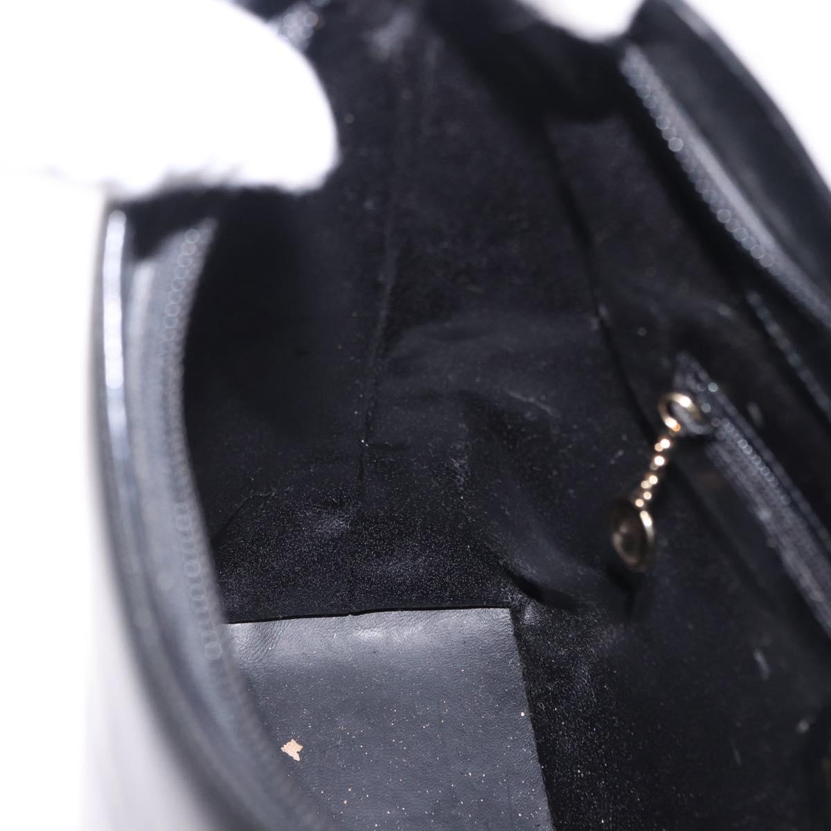 GUCCI Bamboo Hand Bag Leather Black Gold Tone 001 3007 Auth 198483