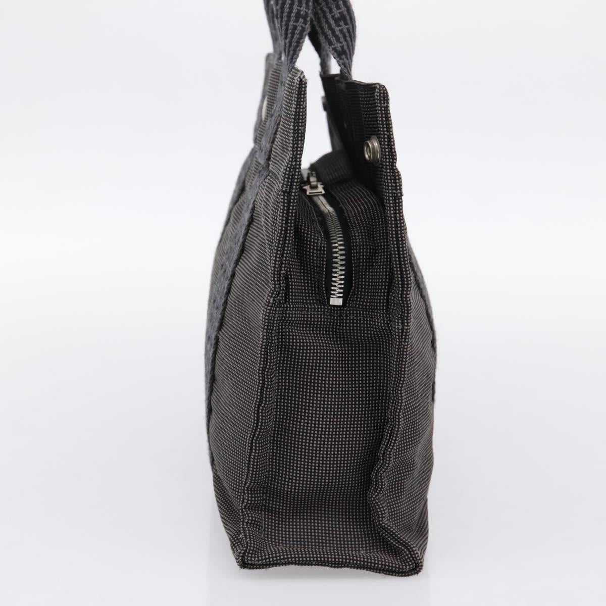 HERMES Her Line PM Hand Bag Canvas Gray Silver Auth 198484A