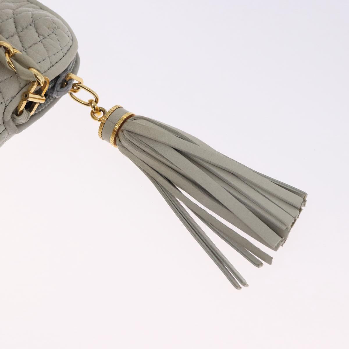 BALLY Chain Shoulder Bag Leather Gray Gold Tone Auth 198489A