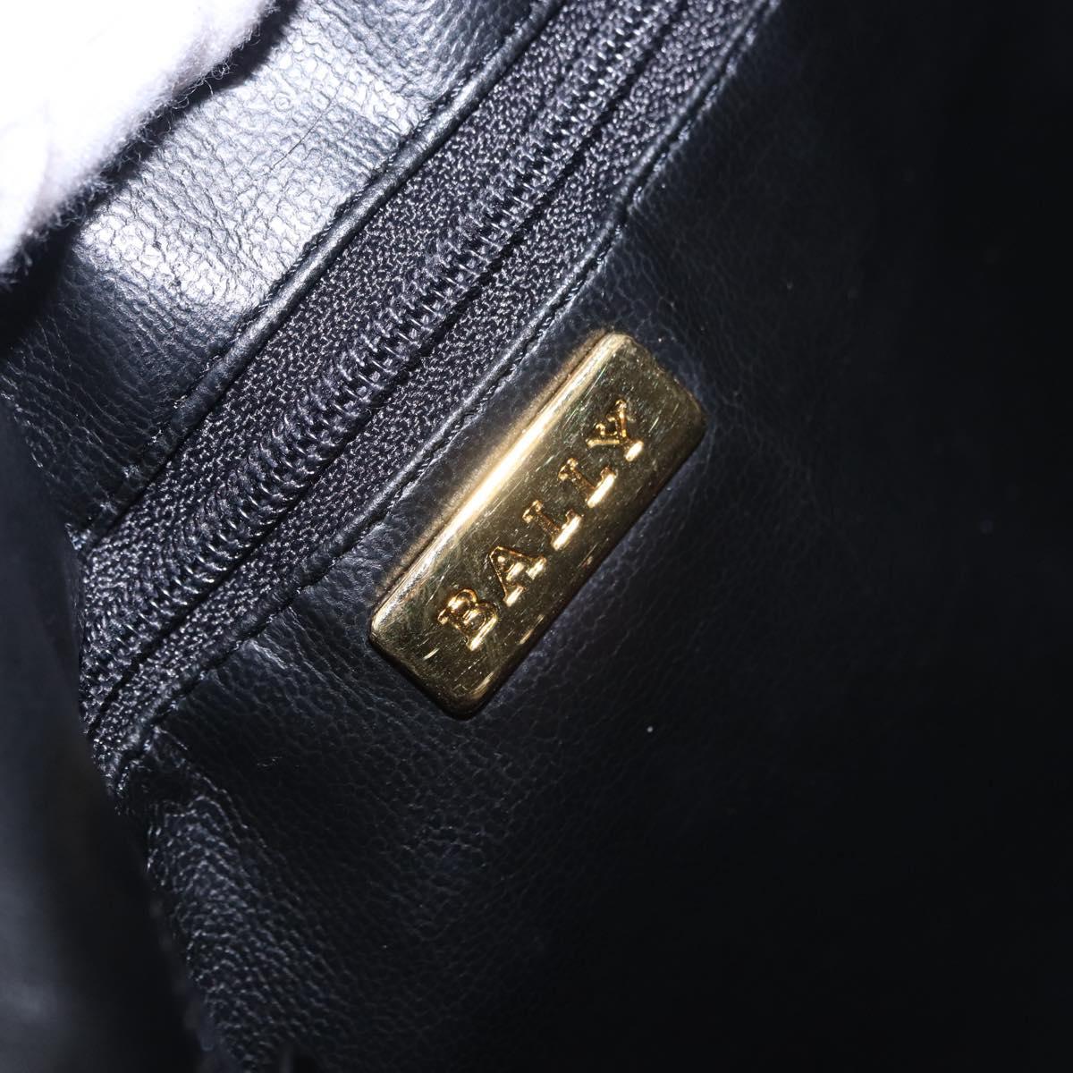 BALLY Chain Shoulder Bag Leather Gray Gold Tone Auth 198489A