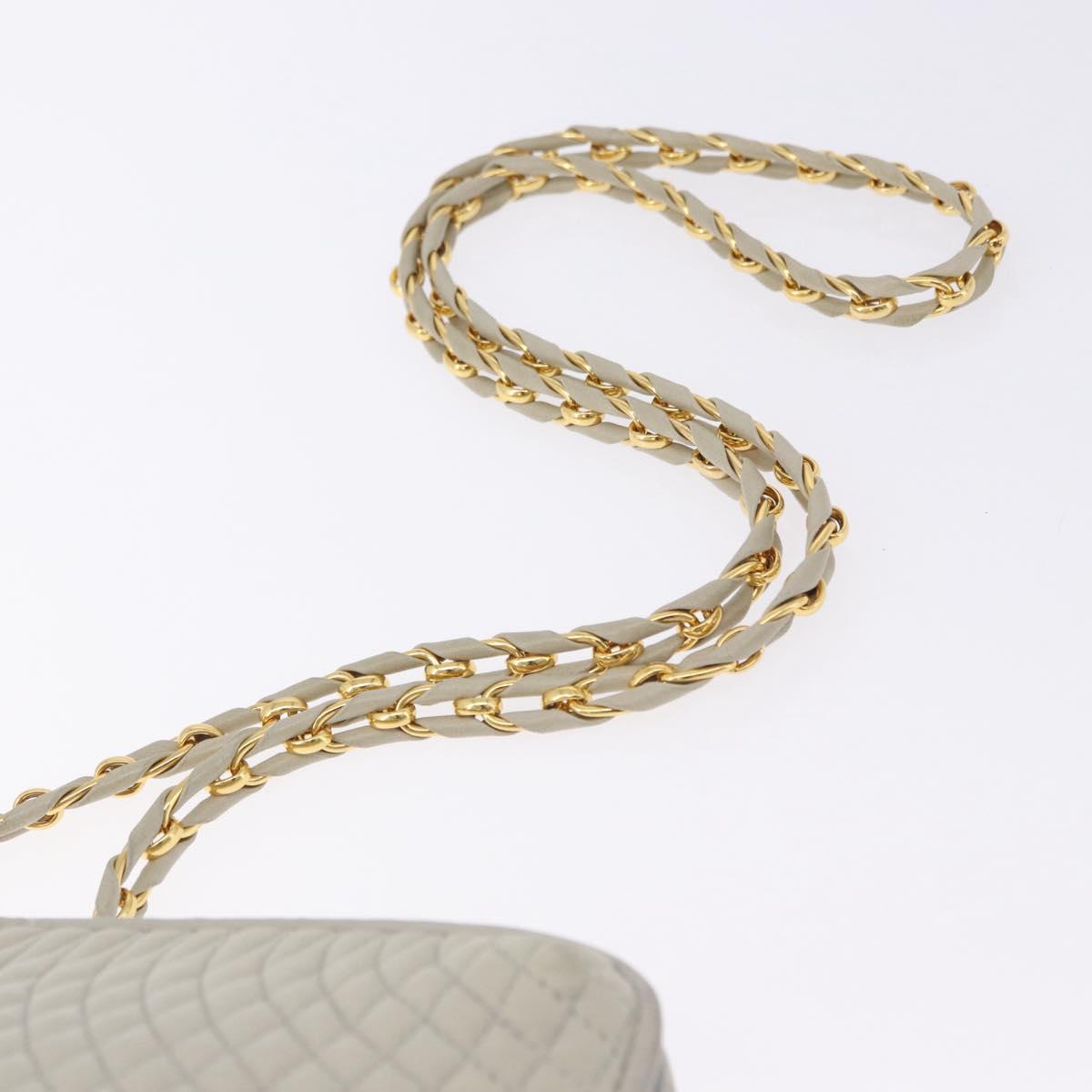 BALLY Chain Shoulder Bag Leather Gray Gold Tone Auth 198489A