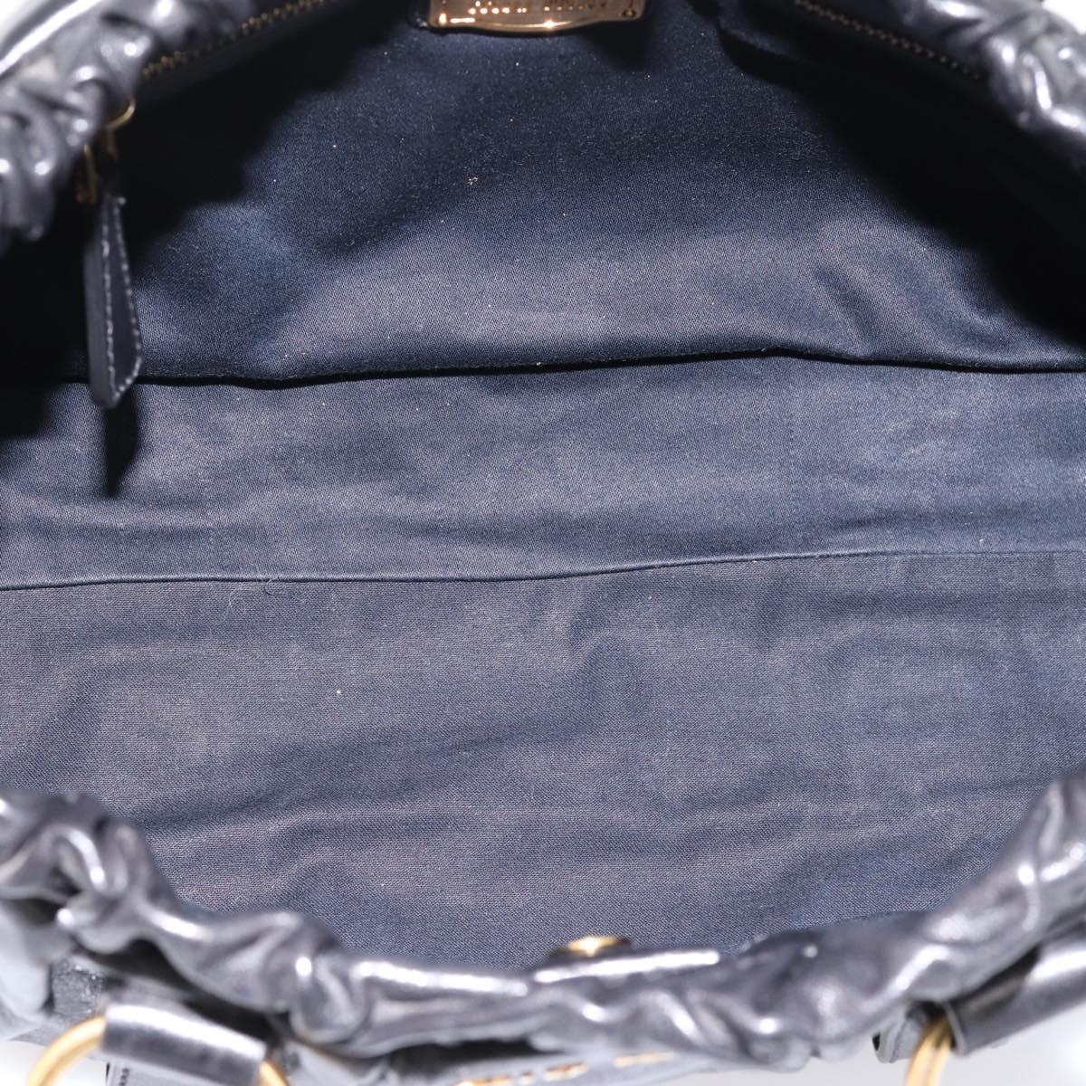Miu Miu Vitellolux Hand Bag Leather 2way Black Gold Tone Auth 198490V