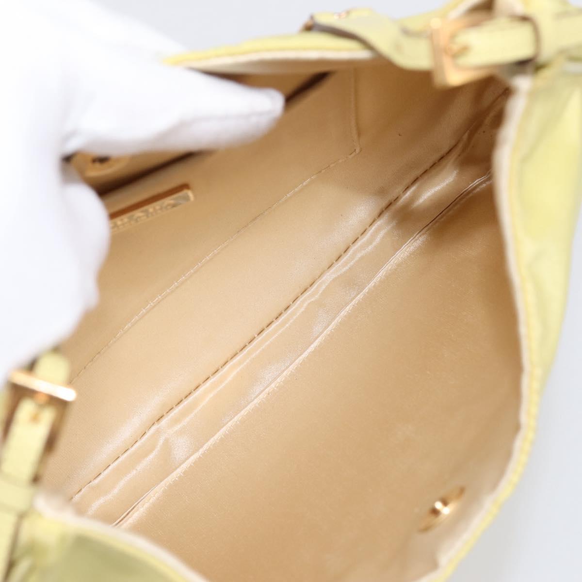 PRADA Chain Shoulder Bag Nylon Yellow Gold Tone Auth 198491A