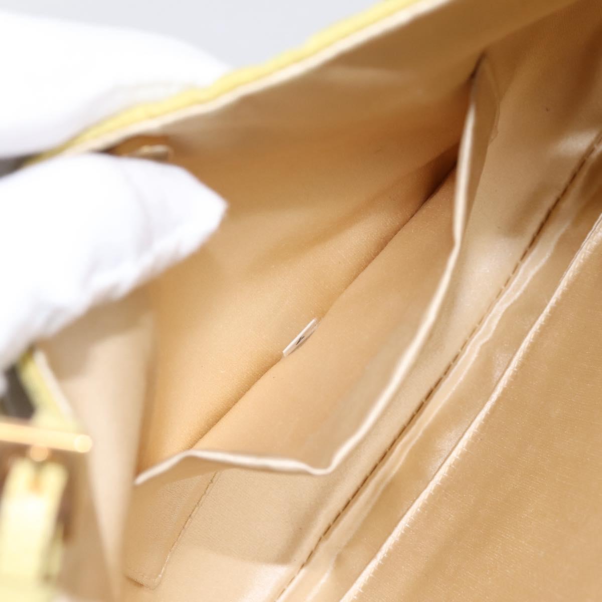 PRADA Chain Shoulder Bag Nylon Yellow Gold Tone Auth 198491A