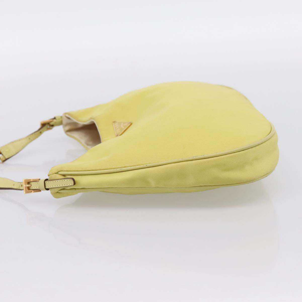 PRADA Chain Shoulder Bag Nylon Yellow Gold Tone Auth 198491A