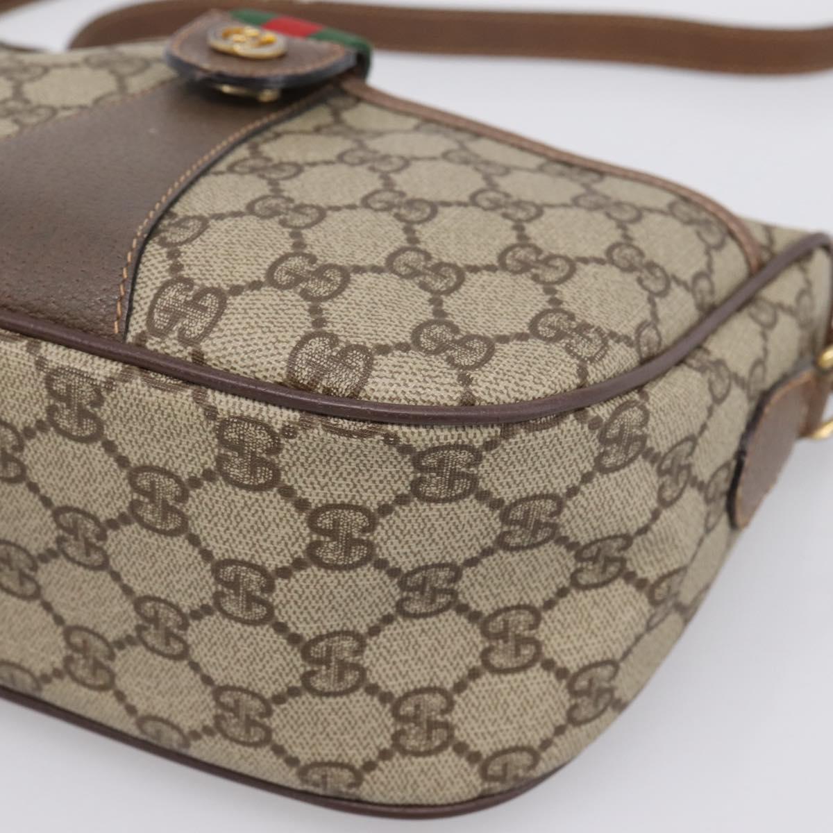 GUCCI GG Supreme Web Sherry Line Shoulder Bag PVC Beige 001 123 4002 Auth 198493