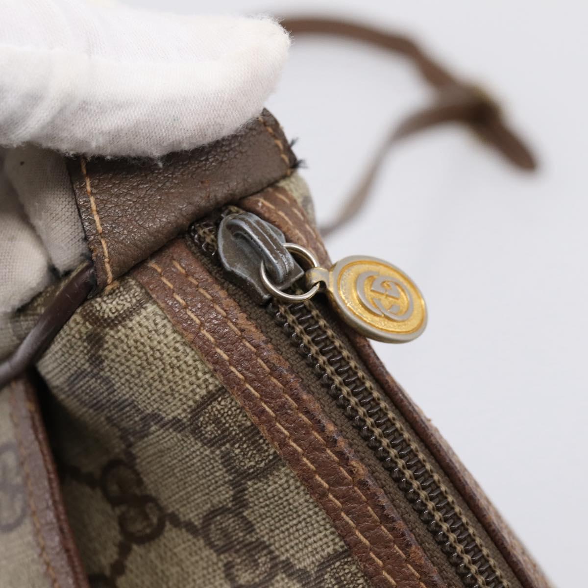 GUCCI GG Supreme Web Sherry Line Shoulder Bag PVC Beige 001 123 4002 Auth 198493