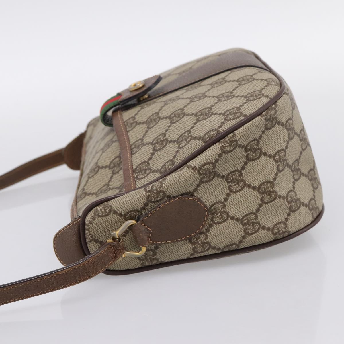 GUCCI GG Supreme Web Sherry Line Shoulder Bag PVC Beige 001 123 4002 Auth 198493