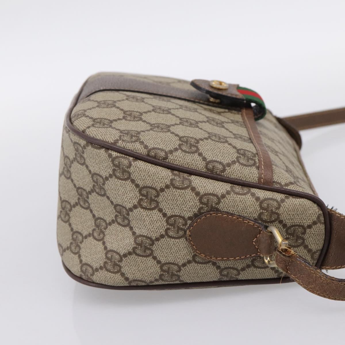 GUCCI GG Supreme Web Sherry Line Shoulder Bag PVC Beige 001 123 4002 Auth 198493
