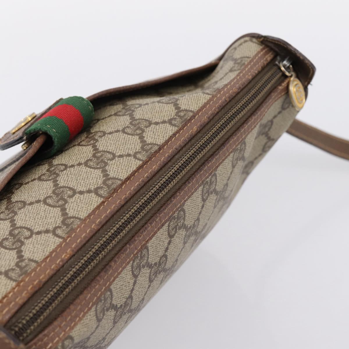 GUCCI GG Supreme Web Sherry Line Shoulder Bag PVC Beige 001 123 4002 Auth 198493