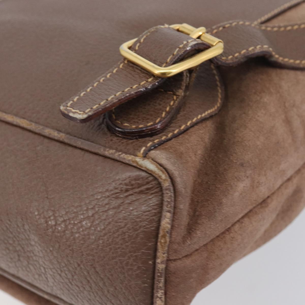 GUCCI Bamboo Backpack Suede Brown Gold Tone 003 2058 0030 Auth 198495