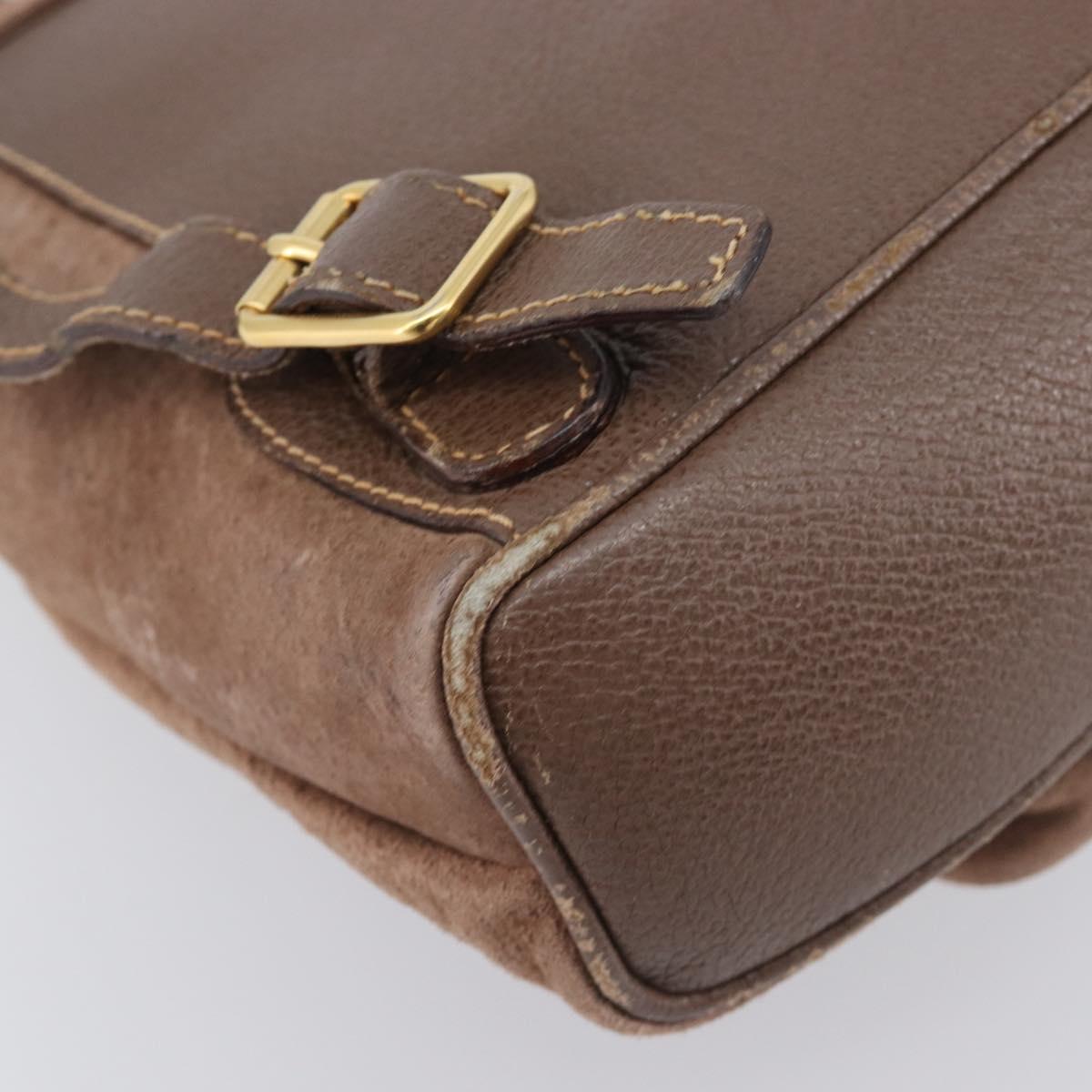 GUCCI Bamboo Backpack Suede Brown Gold Tone 003 2058 0030 Auth 198495