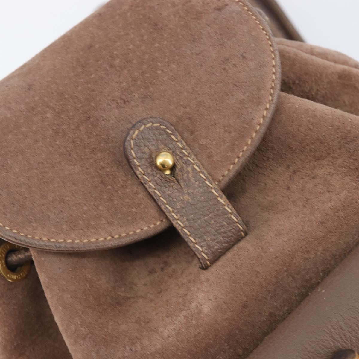 GUCCI Bamboo Backpack Suede Brown Gold Tone 003 2058 0030 Auth 198495