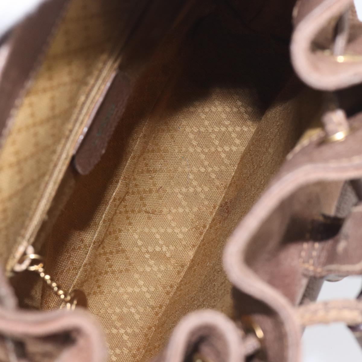 GUCCI Bamboo Backpack Suede Brown Gold Tone 003 2058 0030 Auth 198495
