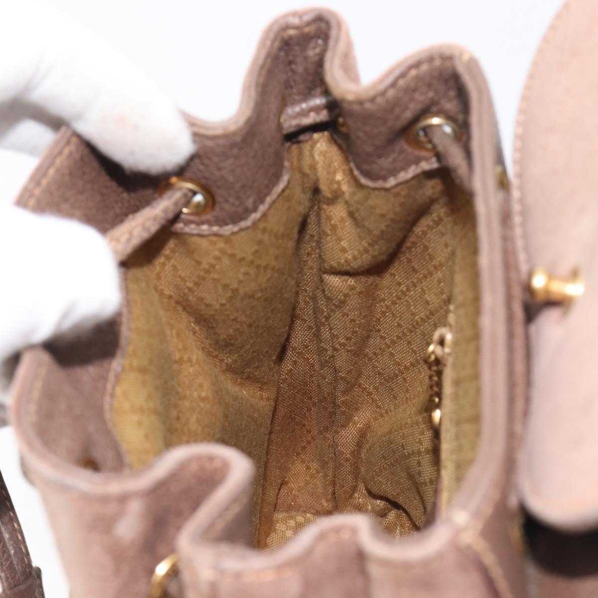 GUCCI Bamboo Backpack Suede Brown Gold Tone 003 2058 0030 Auth 198495