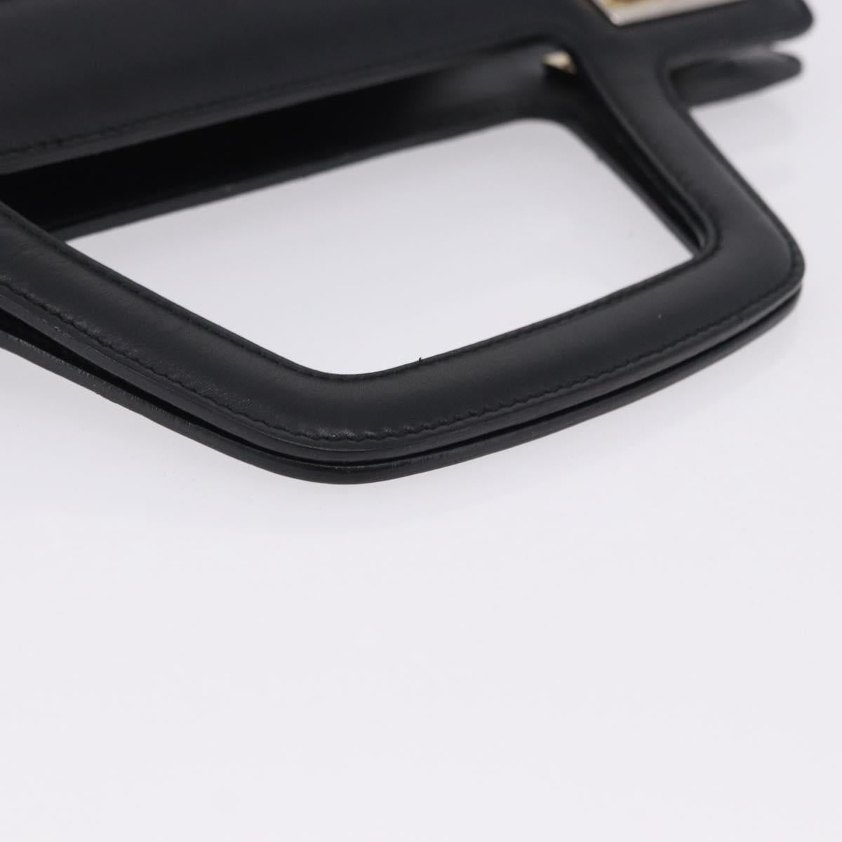Salvatore Ferragamo Hand Bag Canvas Black Gold Tone Auth 198496A