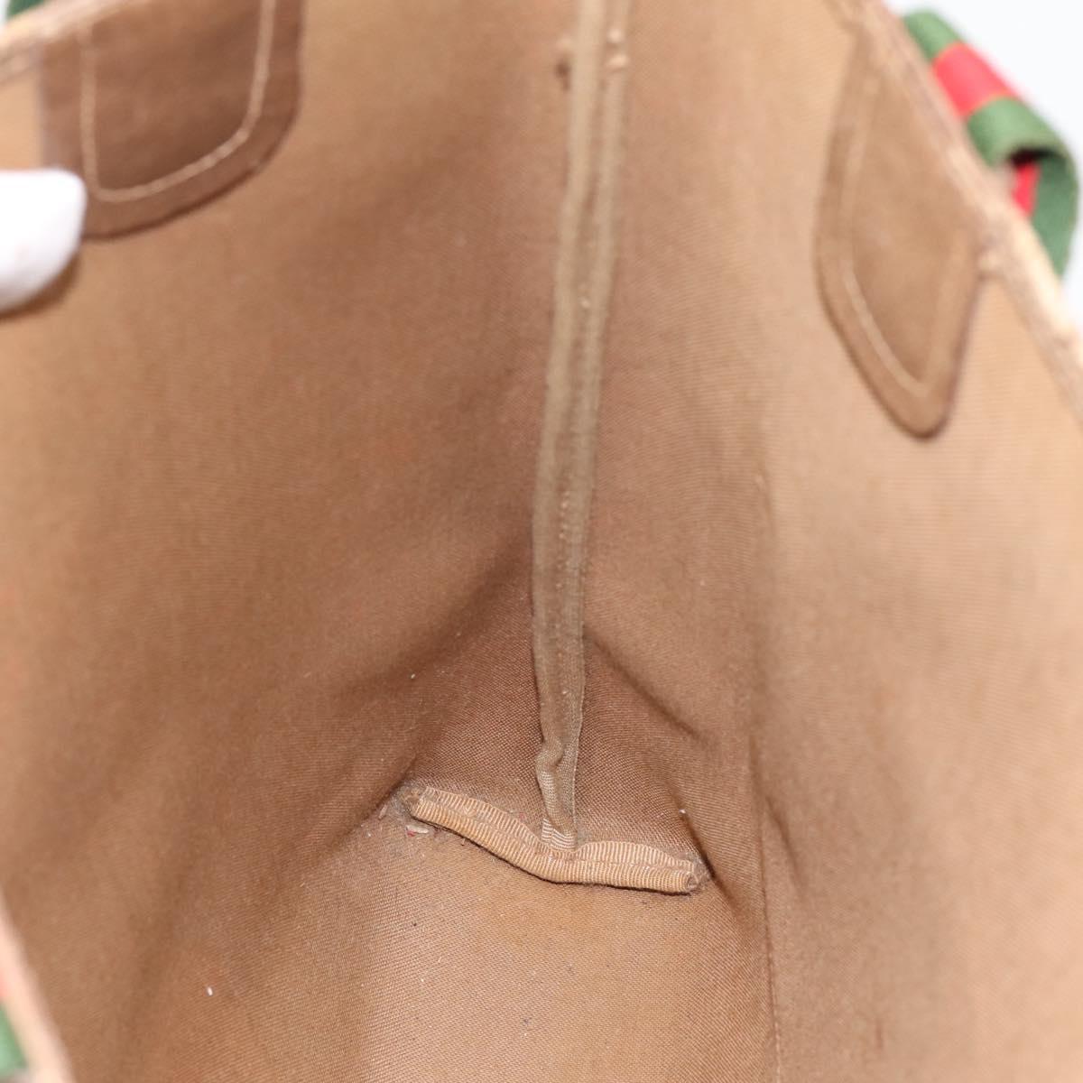 GUCCI GG Supreme Web Sherry Line Tote Bag PVC Beige Gold 39.02.003 Auth 198497