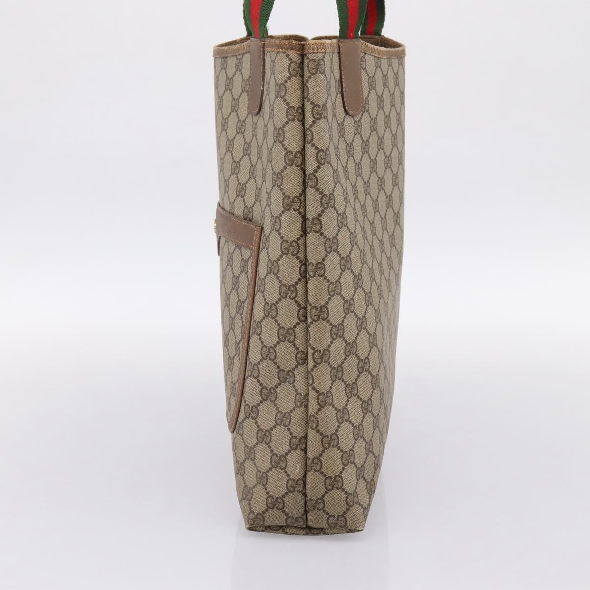 GUCCI GG Supreme Web Sherry Line Tote Bag PVC Beige Gold 39.02.003 Auth 198497