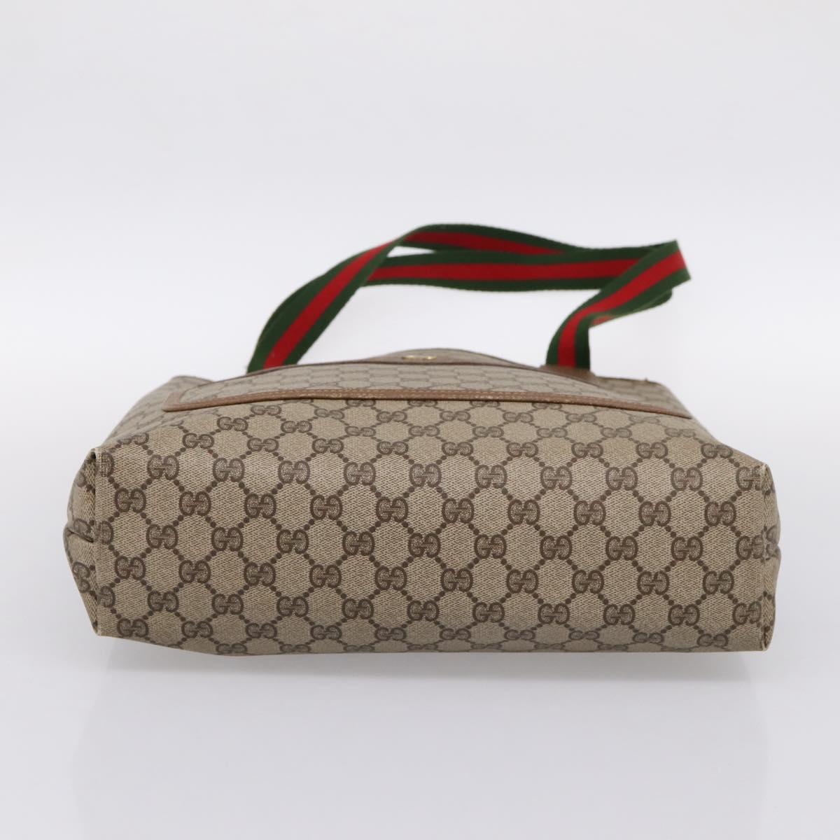 GUCCI GG Supreme Web Sherry Line Tote Bag PVC Beige Gold 39.02.003 Auth 198497
