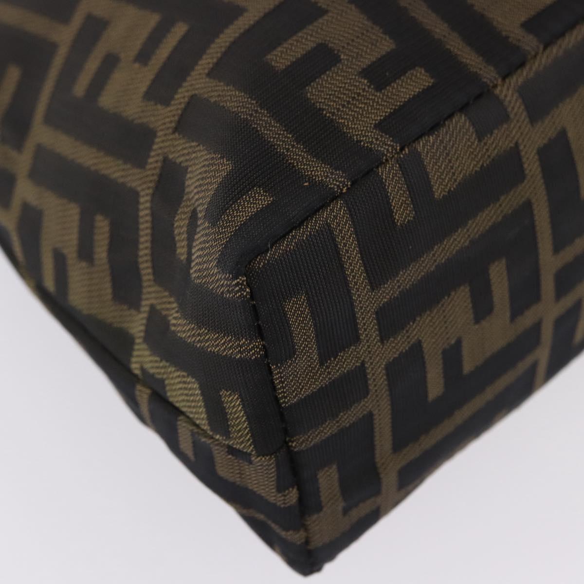 FENDI Zucca Canvas Hand Bag Brown Gold Tone Auth 198500V