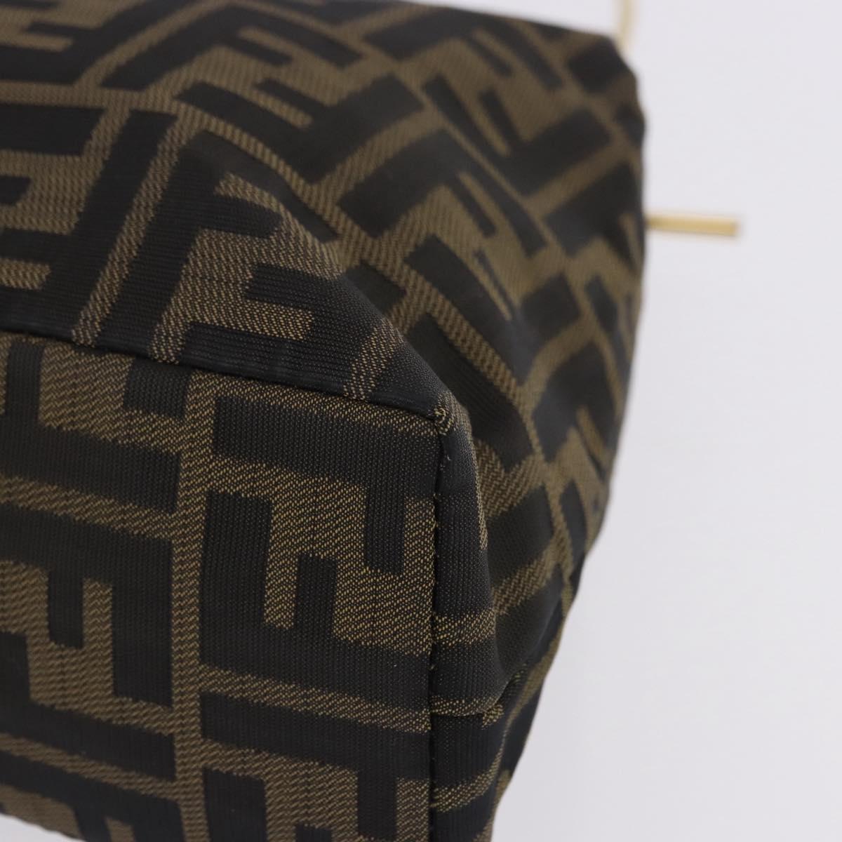 FENDI Zucca Canvas Hand Bag Brown Gold Tone Auth 198500V