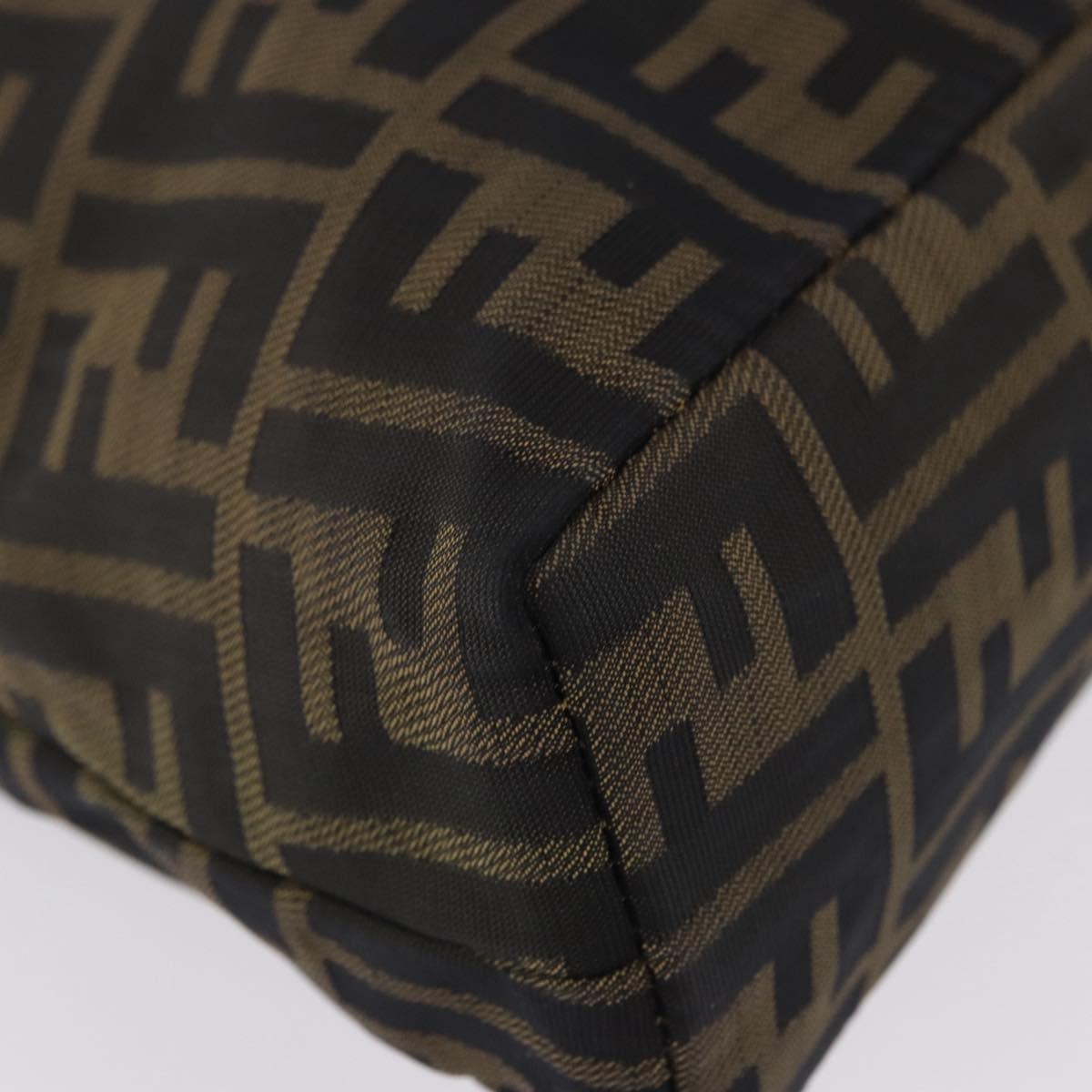 FENDI Zucca Canvas Hand Bag Brown Gold Tone Auth 198500V