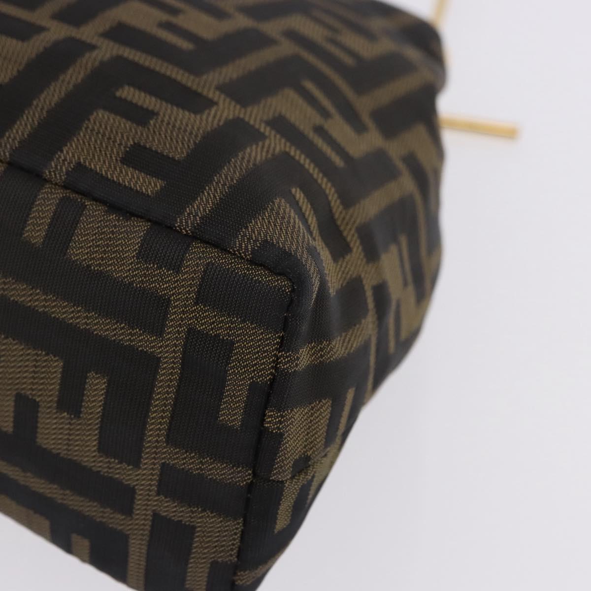 FENDI Zucca Canvas Hand Bag Brown Gold Tone Auth 198500V