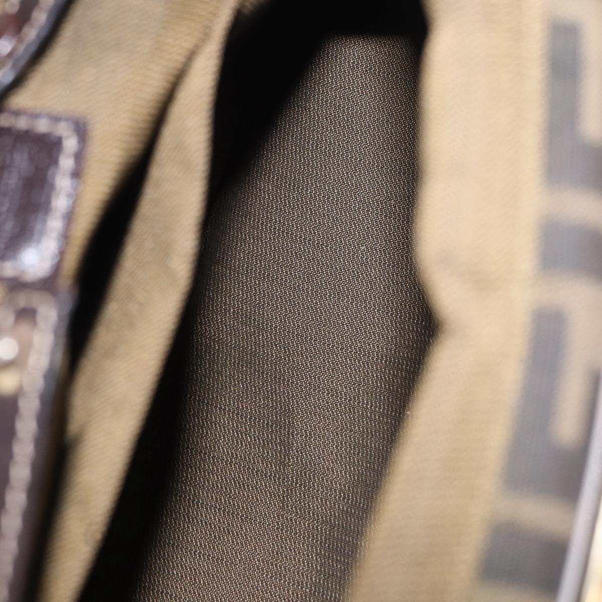 FENDI Zucca Canvas Hand Bag Brown Gold Tone Auth 198500V