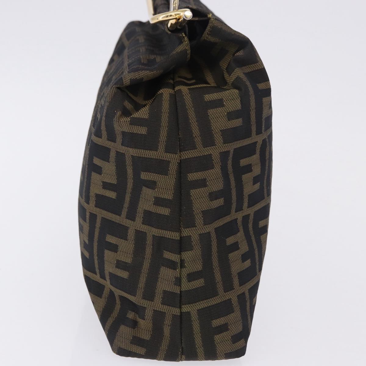 FENDI Zucca Canvas Hand Bag Brown Gold Tone Auth 198500V