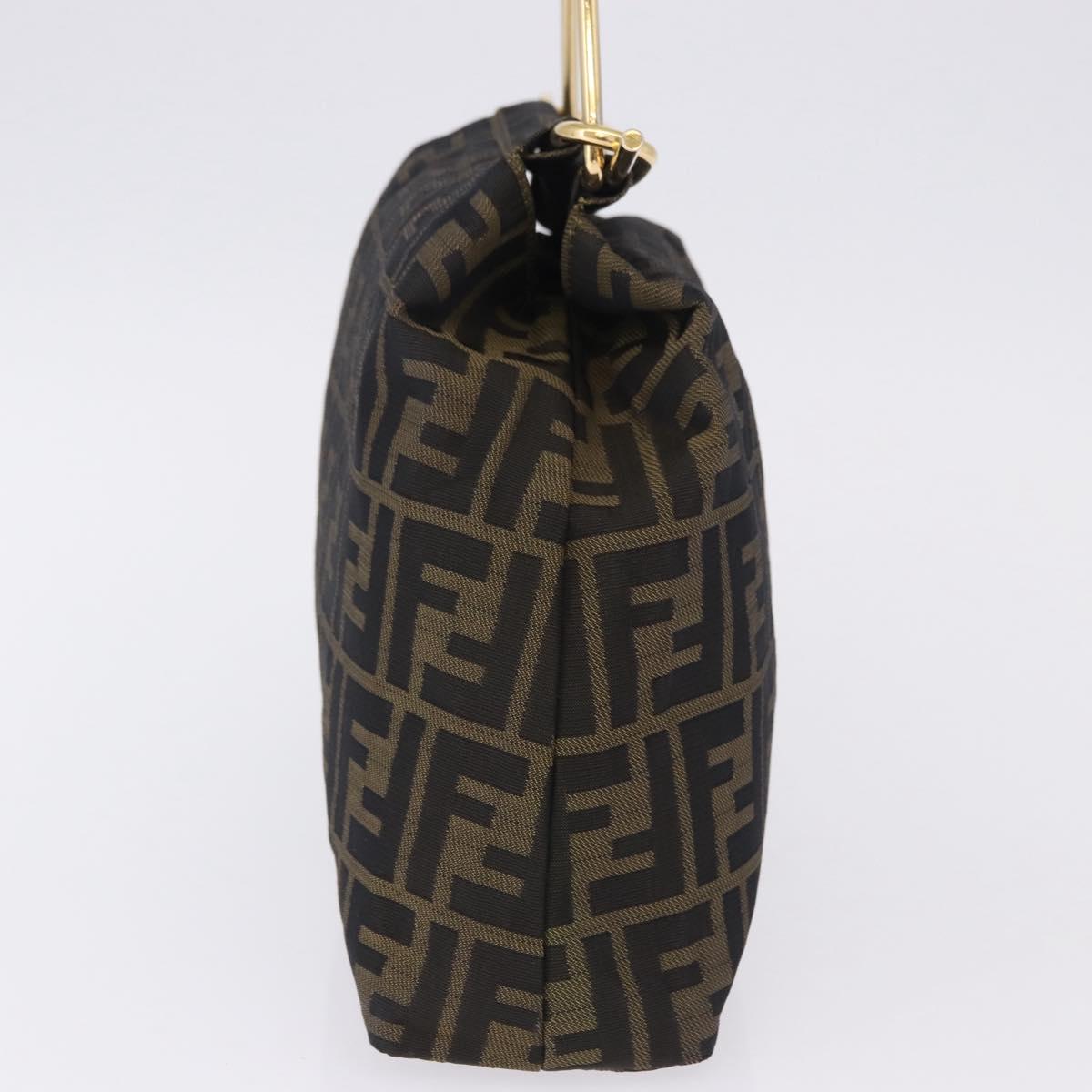 FENDI Zucca Canvas Hand Bag Brown Gold Tone Auth 198500V