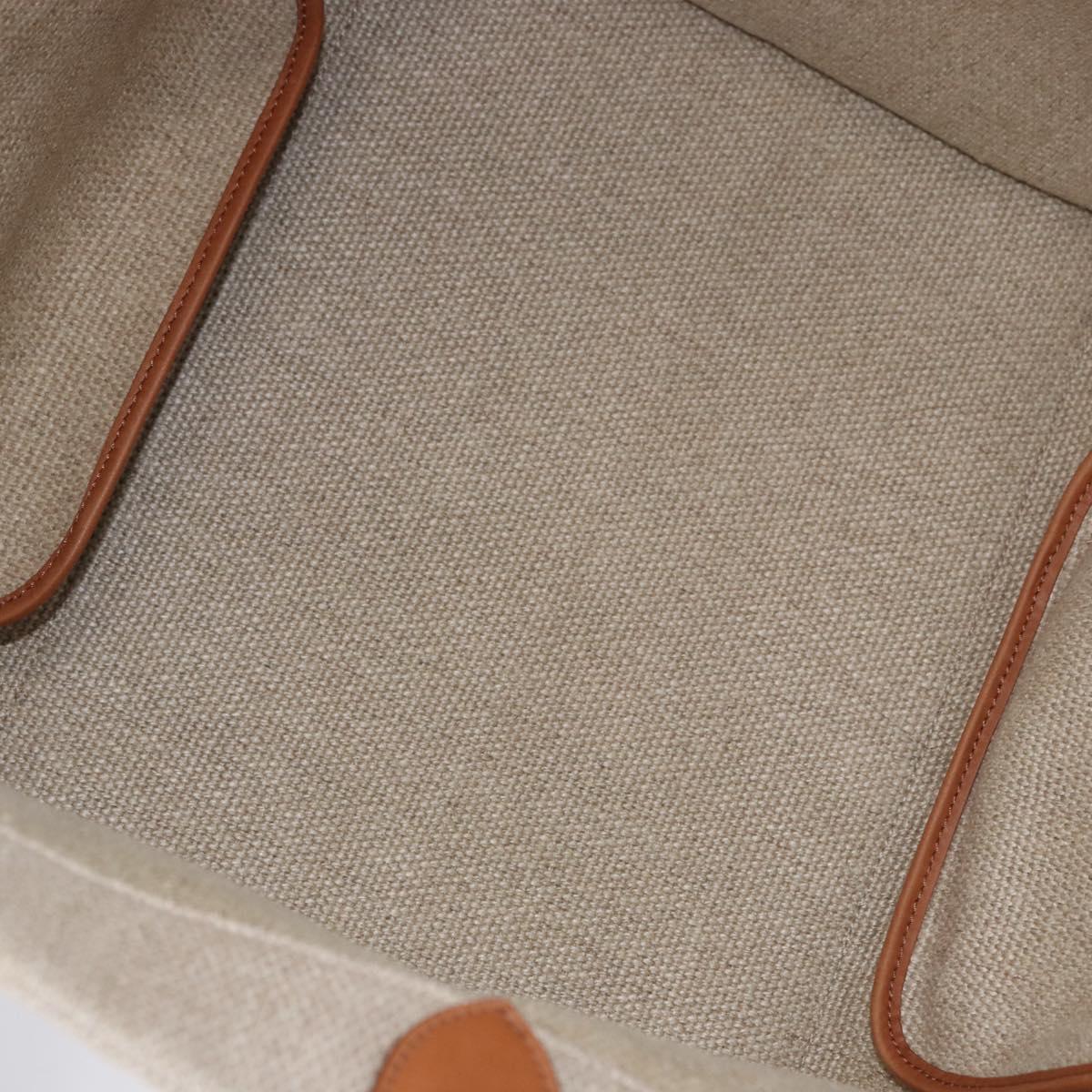 CELINE Luggage Phantom Hand Bag Canvas Beige Gold Tone Auth 198501A