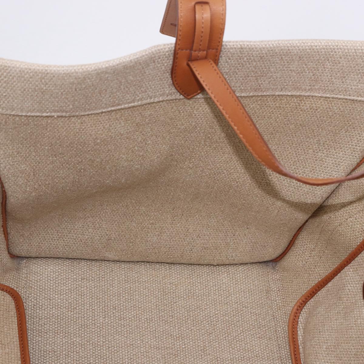 CELINE Luggage Phantom Hand Bag Canvas Beige Gold Tone Auth 198501A