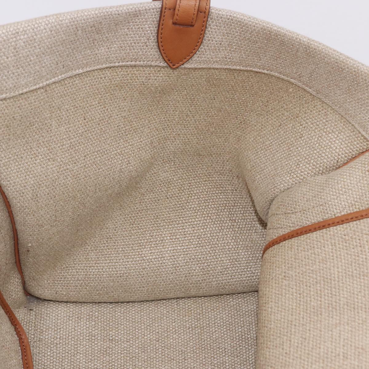 CELINE Luggage Phantom Hand Bag Canvas Beige Gold Tone Auth 198501A