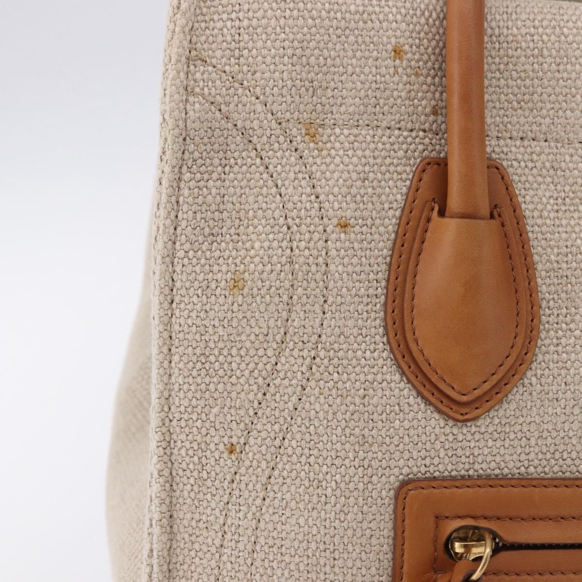 CELINE Luggage Phantom Hand Bag Canvas Beige Gold Tone Auth 198501A