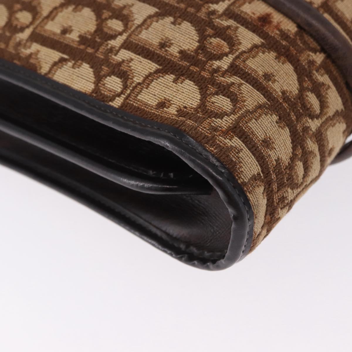 Christian Dior Trotter Canvas Shoulder Bag Beige Gold Tone Auth 198508
