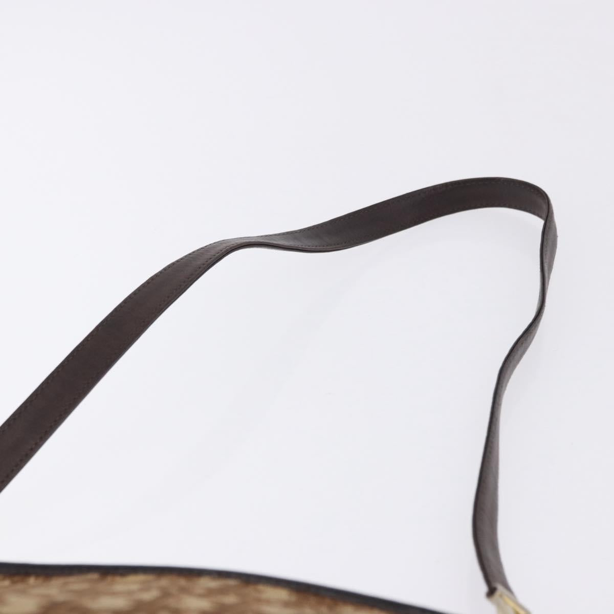 Christian Dior Trotter Canvas Shoulder Bag Beige Gold Tone Auth 198508